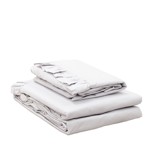 MALMO RUFFLE 100% COTTON SILVER GREY BED LINEN