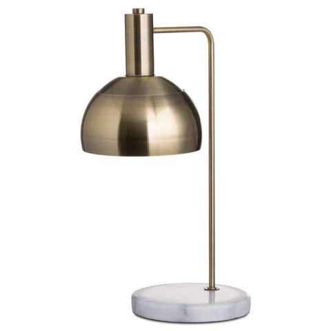 WHITE MARBLE & BRASS ADJUSTABLE DESK LAMP