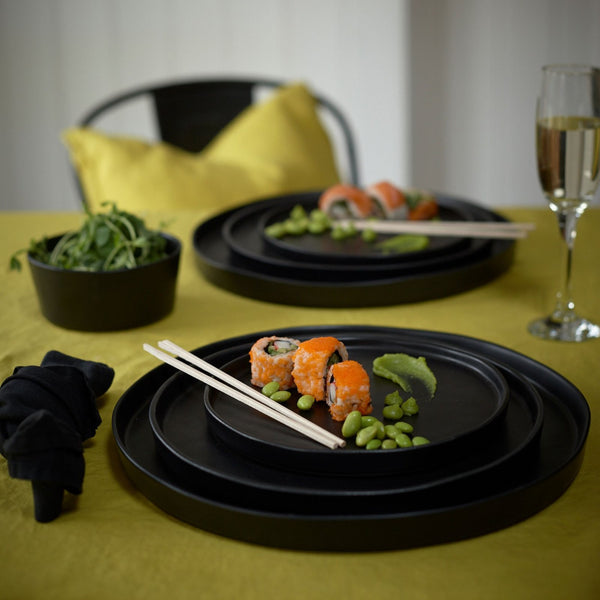 LINEN NAPKIN SET BLACK