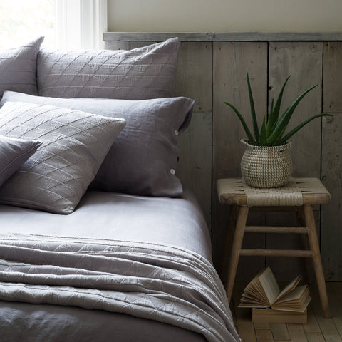 LISBON PEWTER GREY 100% LINEN BED LINEN