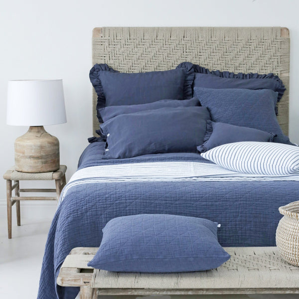 LISBON AEGEAN BLUE 100% LINEN BED LINEN