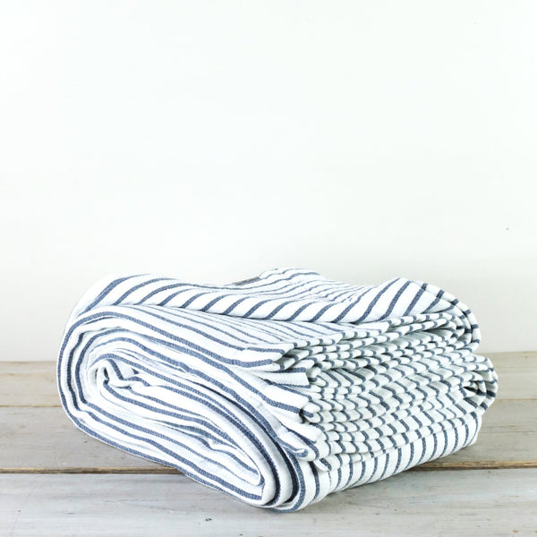 HIKARI BLUE STRIPE COTTON THROW