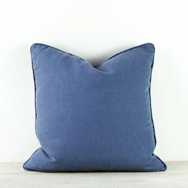 LISBON 100% LINEN CUSHION AEGEAN BLUE