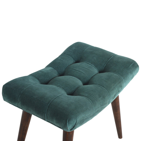 EMERALD COTTON VELVET CURVED BENCH