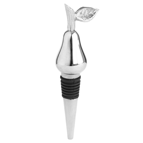 SILVER NICKEL PEAR BOTTLE STOPPER