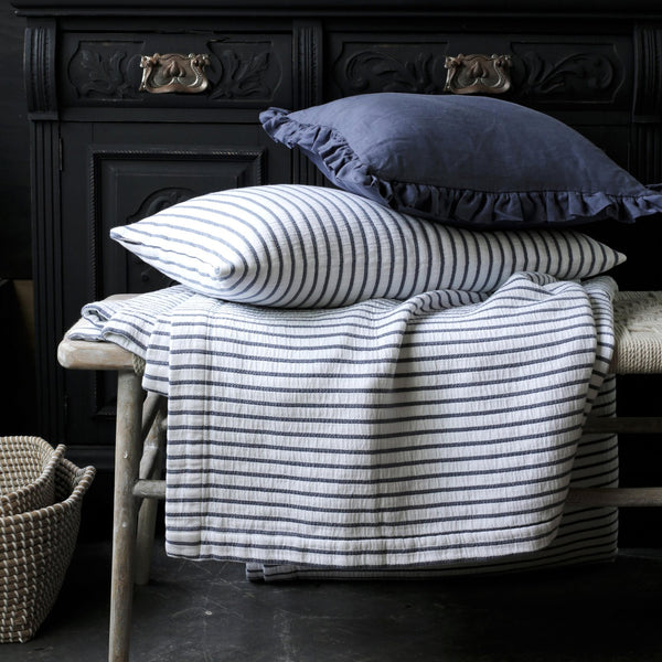 HIKARI BLUE STRIPE COTTON THROW