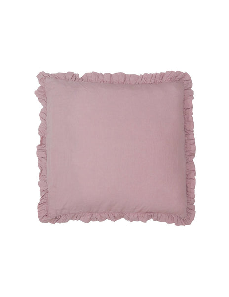 OLIVIA RUFFLE 100% LINEN PILLOW - BLUSH