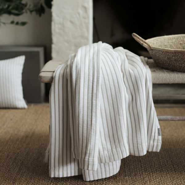 HIKARI TAUPE STRIPE COTTON THROW