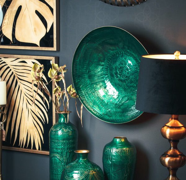 BRASS EMBOSSED CERAMIC LARGE BOWL