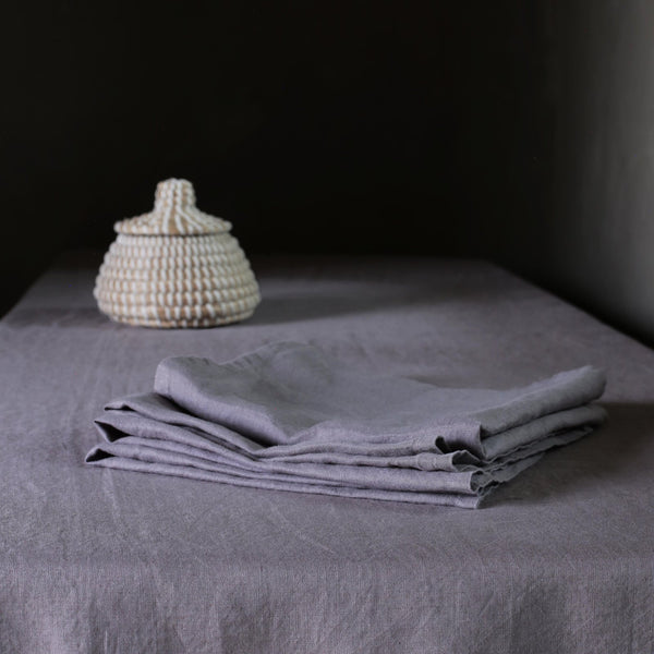 LINEN NAPKIN SET PEWTER GREY