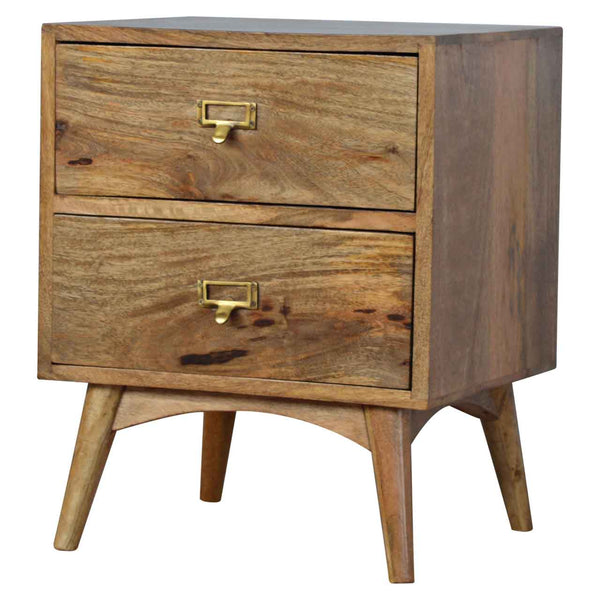 NATURAL GRAIN 2 DRAWER SOLID WOOD BEDSIDE