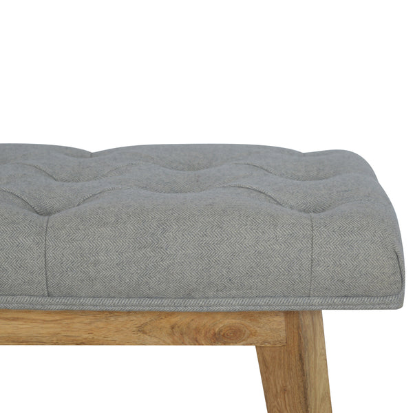 GREY TWEED BENCH WITH DRAWER