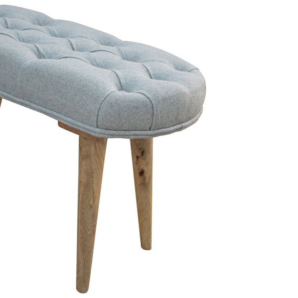 GREY TWEED UPHOLSTERED BENCH