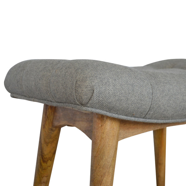 CURVED GREY TWEED BENCH