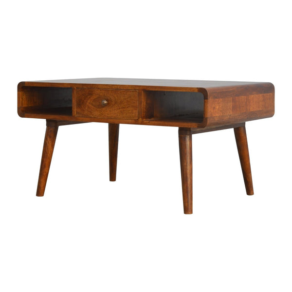 CURVED CHESTNUT COFFEE TABLE