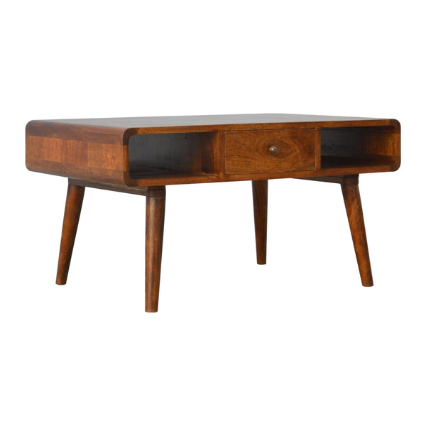 CURVED CHESTNUT COFFEE TABLE