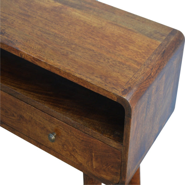 OPEN SLOT CHESTNUT CONSOLE TABLE