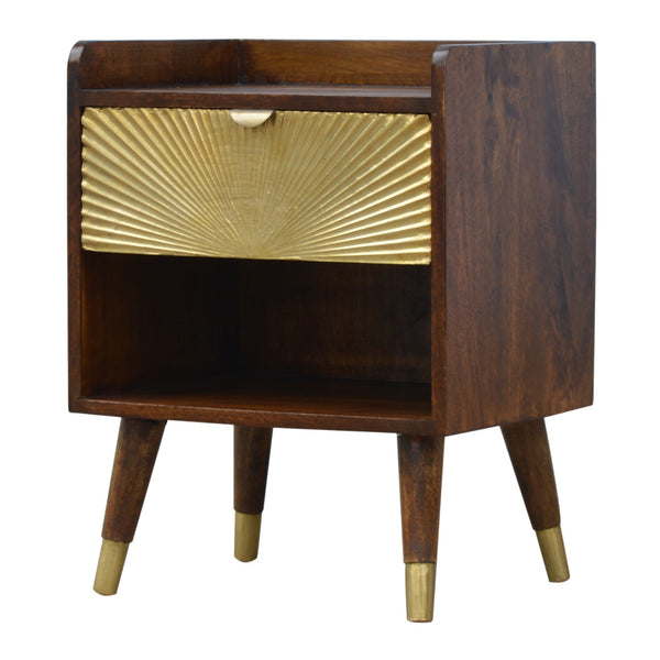 RETRO GOLD BEDSIDE ONE DRAWER