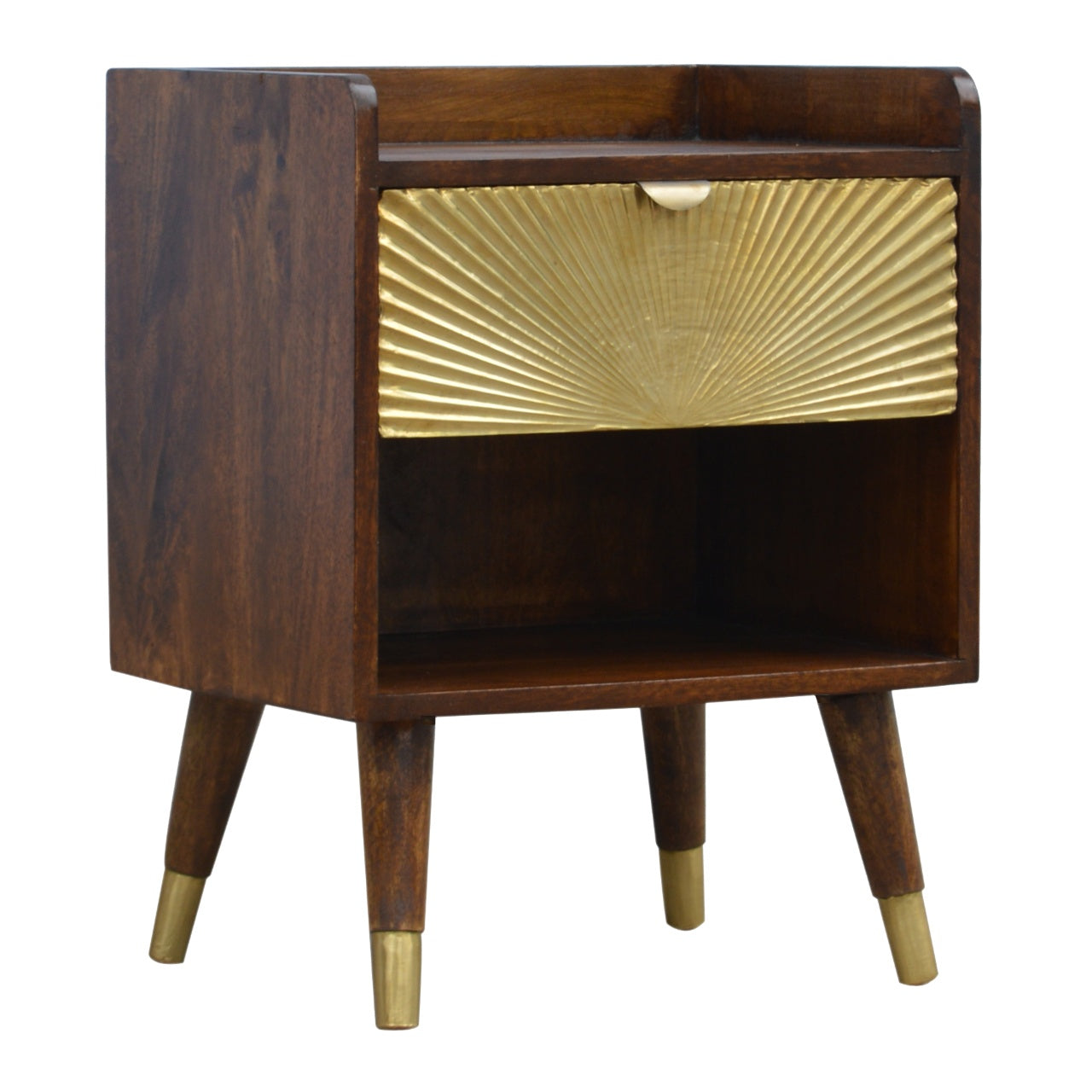 RETRO GOLD BEDSIDE ONE DRAWER