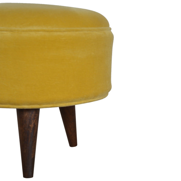 MUSTARD VELVET NORDIC STYLE FOOTSTOOL