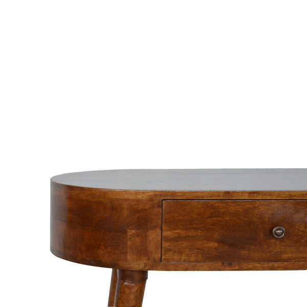 SOLID WOOD ROUNDED CONSOLE TABLE CHESTNUT