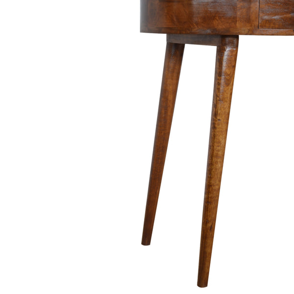 SOLID WOOD ROUNDED CONSOLE TABLE CHESTNUT