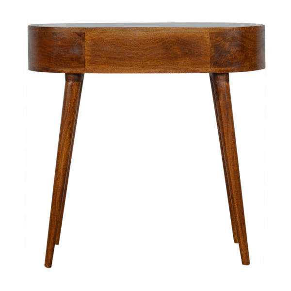 SOLID WOOD ROUNDED CONSOLE TABLE CHESTNUT